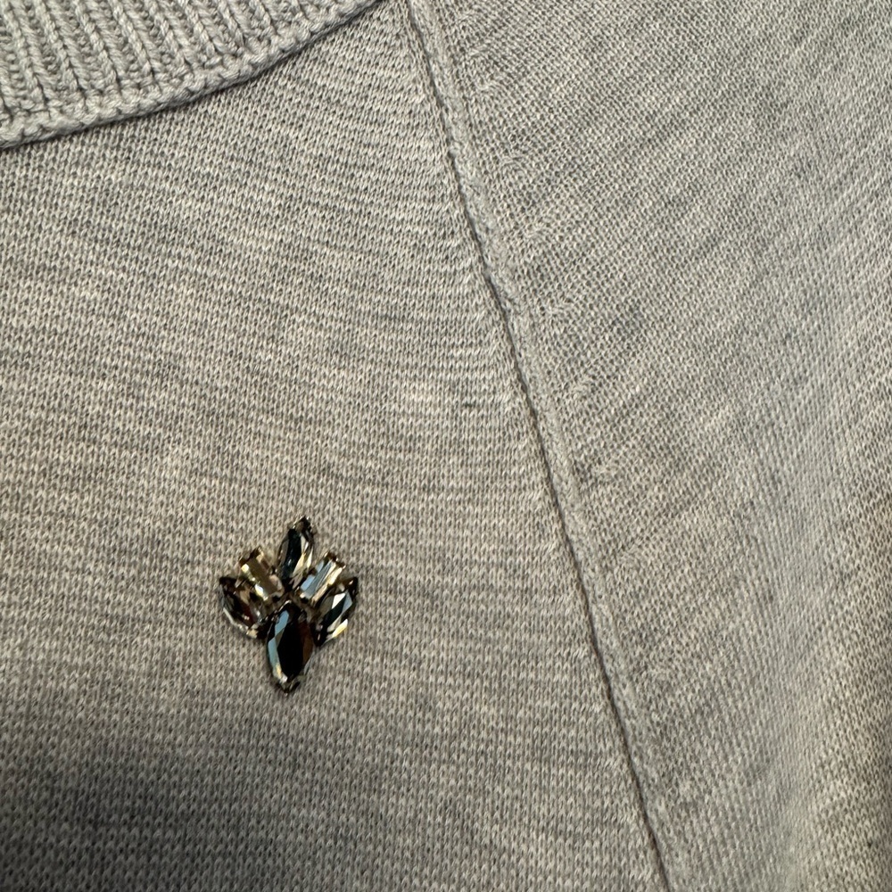 New - LOFT Light Gray Sweater with Jewel Accents - Picture 4 of 4